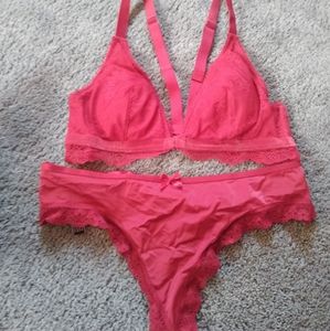 VS stunning red lace bralette and panty set